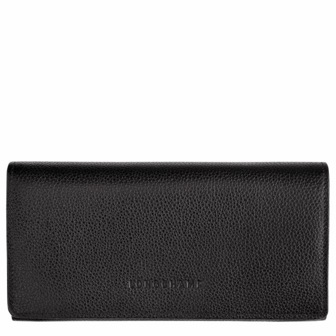 Women Leather Wallets | Longchamp Le Foulonné Continental Wallet Black