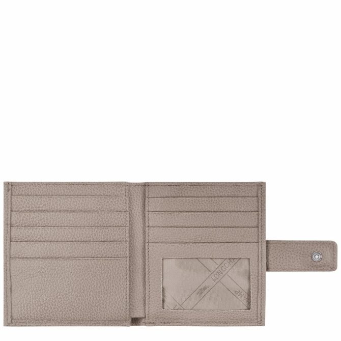 Women Leather Wallets | Longchamp Le Foulonné Compact Wallet Turtledove