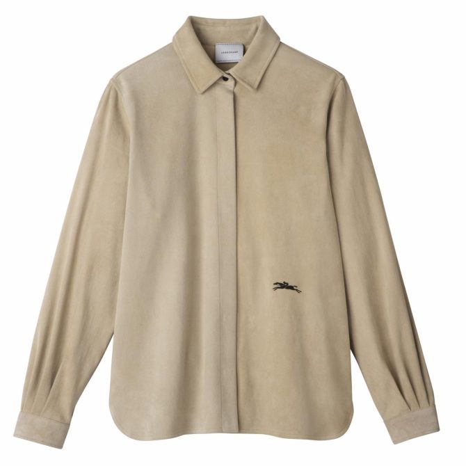 Women Tops & Blouses | Longchamp Straight Leather Shirt Linen