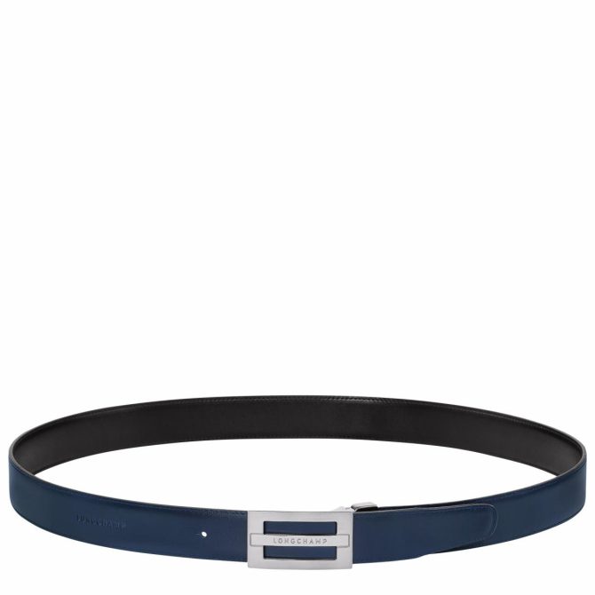 Men Belts | Longchamp Delta Box Black/Navy