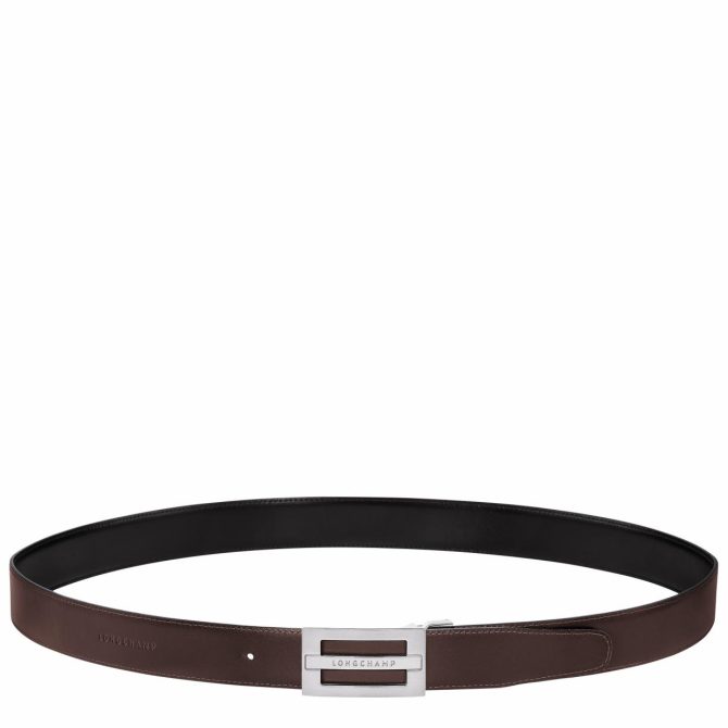 Men Belts | Longchamp Delta Box Black/Mocha