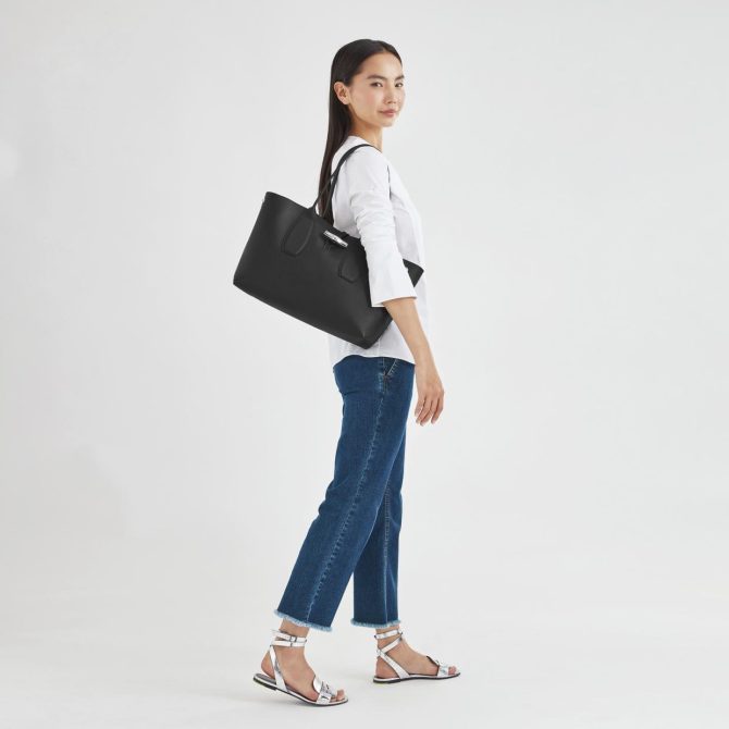 Women Shoulder Bags | Longchamp Le Roseau L Tote Bag Black