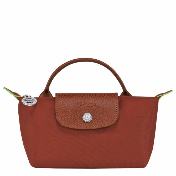 Women/Men Pouches & Cases | Longchamp Le Pliage Green Pouch With Handle Chestnut