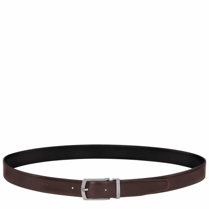 Men Belts | Longchamp Delta Box Men's Belt Black/Mocha