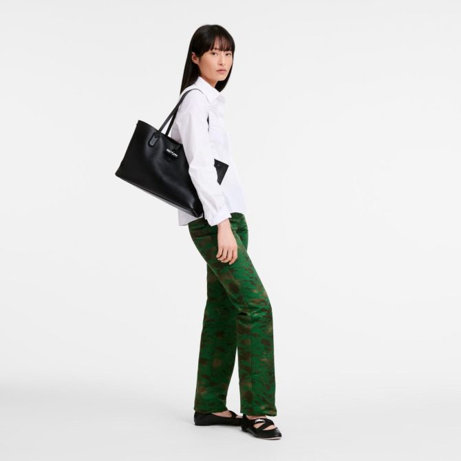 Women Shoulder Bags | Longchamp Le Roseau Essential M Tote Bag Black