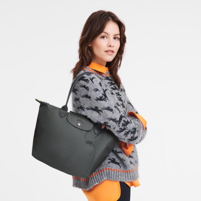 Women Shoulder Bags | Longchamp Le Pliage Green M Tote Bag Graphite