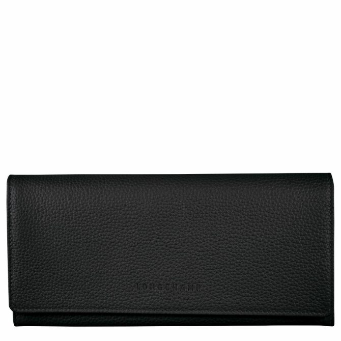 Women Leather Wallets | Longchamp Le Foulonné Continental Wallet Black