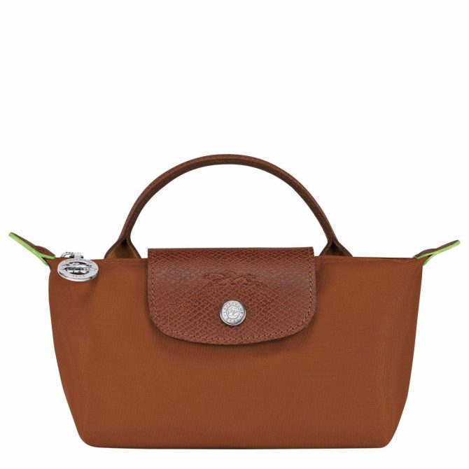 Men/Women Pouches & Cases | Longchamp Le Pliage Green Pouch With Handle Cognac