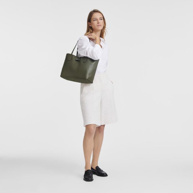 Women Shoulder Bags | Longchamp Le Roseau Essential L Tote Bag Khaki