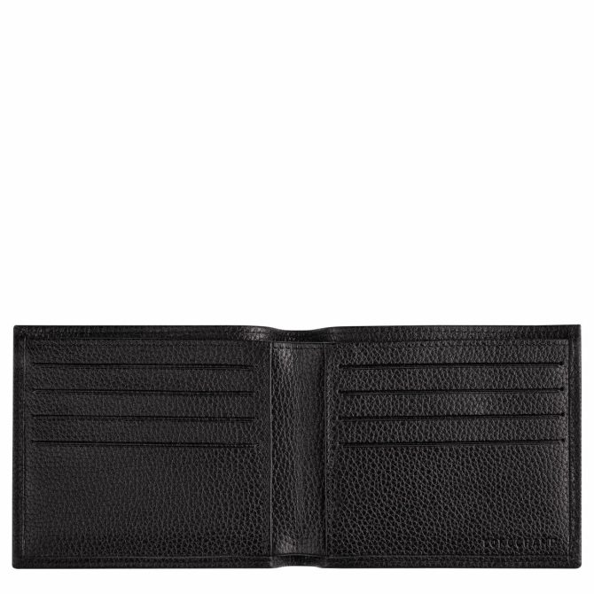 Women/Men Leather Wallets | Longchamp Le Foulonné Wallet Black