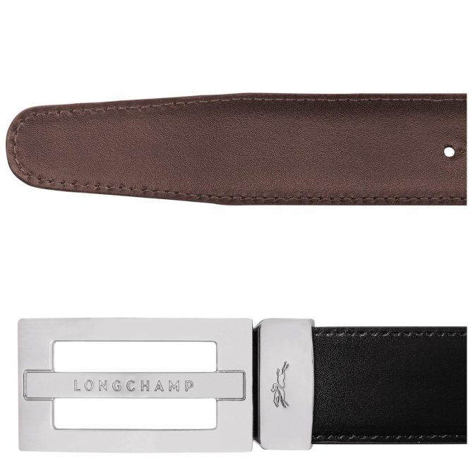 Men Belts | Longchamp Delta Box Black/Mocha