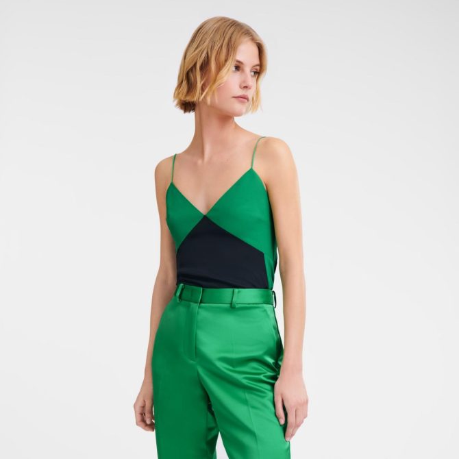 Women Tops & Blouses | Longchamp Thin Strap Top Green/Black