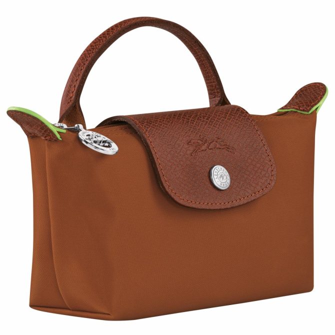 Men/Women Pouches & Cases | Longchamp Le Pliage Green Pouch With Handle Cognac