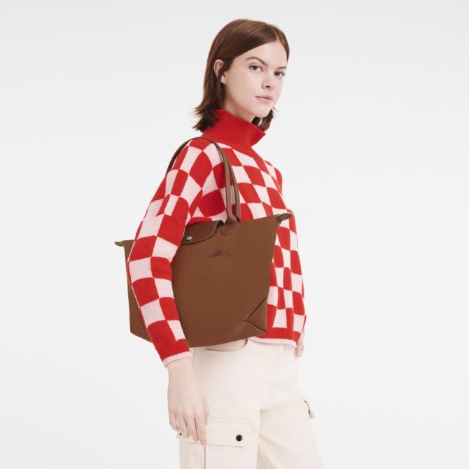 Women Shoulder Bags | Longchamp Le Pliage Green M Tote Bag Cognac