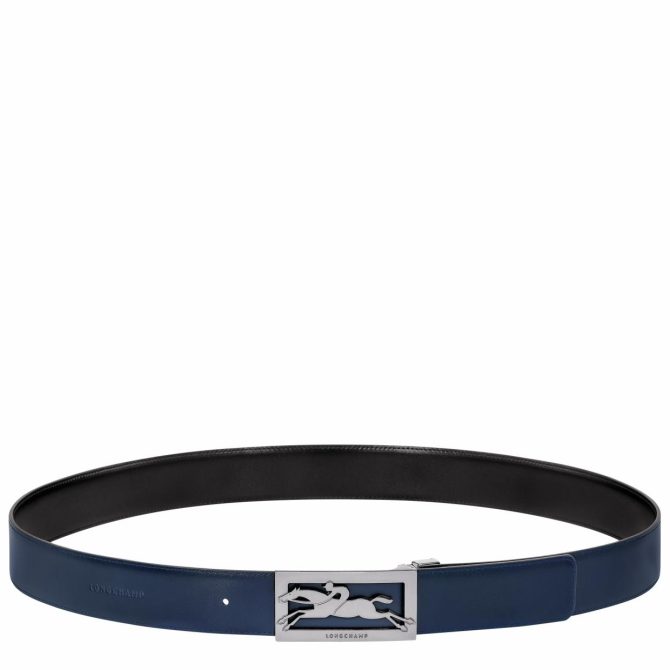 Men Belts | Longchamp Delta Box Men's Belt Black/Navy