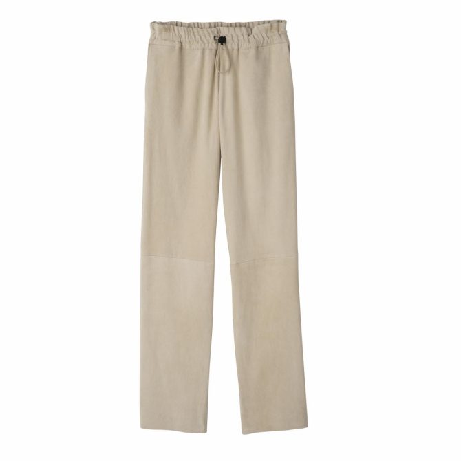 Women Trousers & Shorts | Longchamp Leather Straight Pants Linen