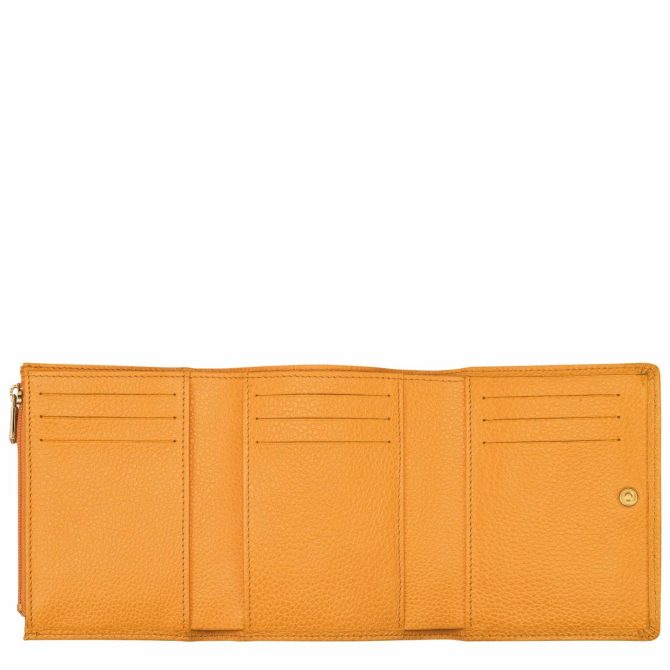 Women/Men Leather Wallets | Longchamp Le Foulonné Wallet Apricot