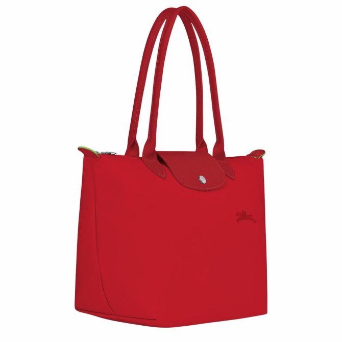 Women Shoulder Bags | Longchamp Le Pliage Green M Tote Bag Tomato