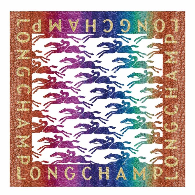 Women Silk Scarves | Longchamp Sunset Glitters Silk Scarf 70 Sienna