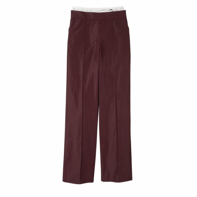 Women Trousers & Shorts | Longchamp Straight Pants With Patch Burgundy