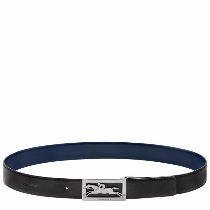 Men Belts | Longchamp Delta Box Black/Navy