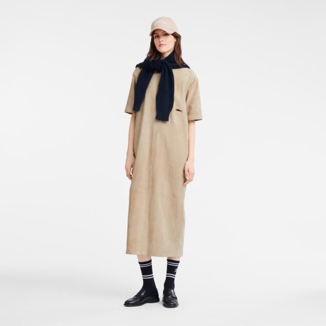 Women Dresses & Skirts | Longchamp Leather Long Dress Linen