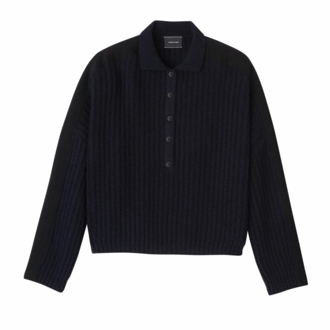 Women Knitwear | Longchamp Polo Collar Jumper Navy