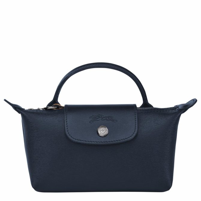 Women Pouches & Cases | Longchamp Le Pliage City Pouch With Handle Navy