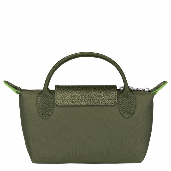 Men/Women Pouches & Cases | Longchamp Le Pliage Green Pouch With Handle Forest