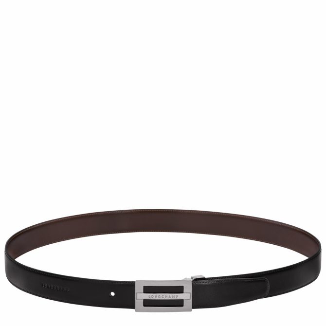 Men Belts | Longchamp Delta Box Men's Belt Set Black/Mocha