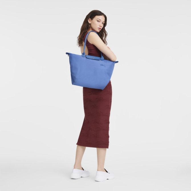 Women Shoulder Bags | Longchamp Le Pliage Green L Tote Bag Cornflower