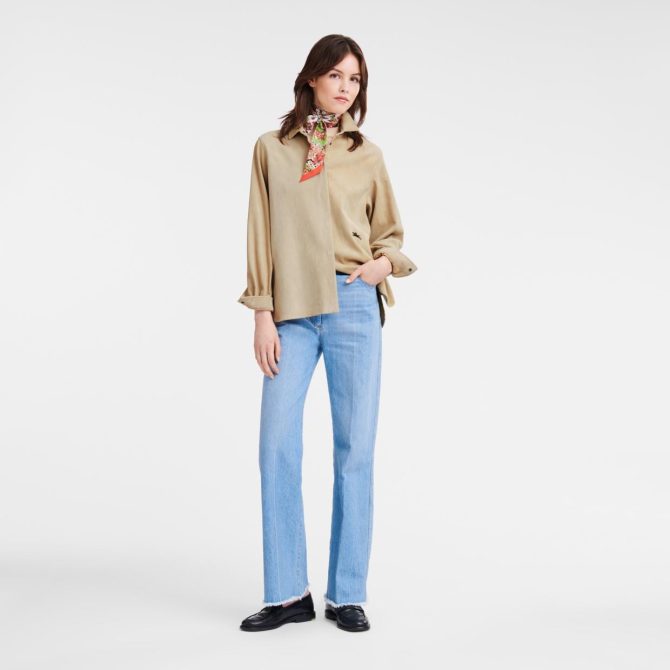 Women Tops & Blouses | Longchamp Straight Leather Shirt Linen