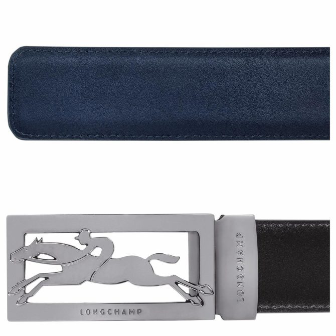 Men Belts | Longchamp Delta Box Black/Navy