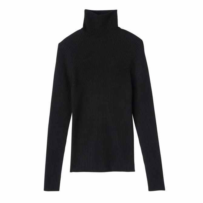 Women Knitwear | Longchamp High Collar Fitted Jumper Black