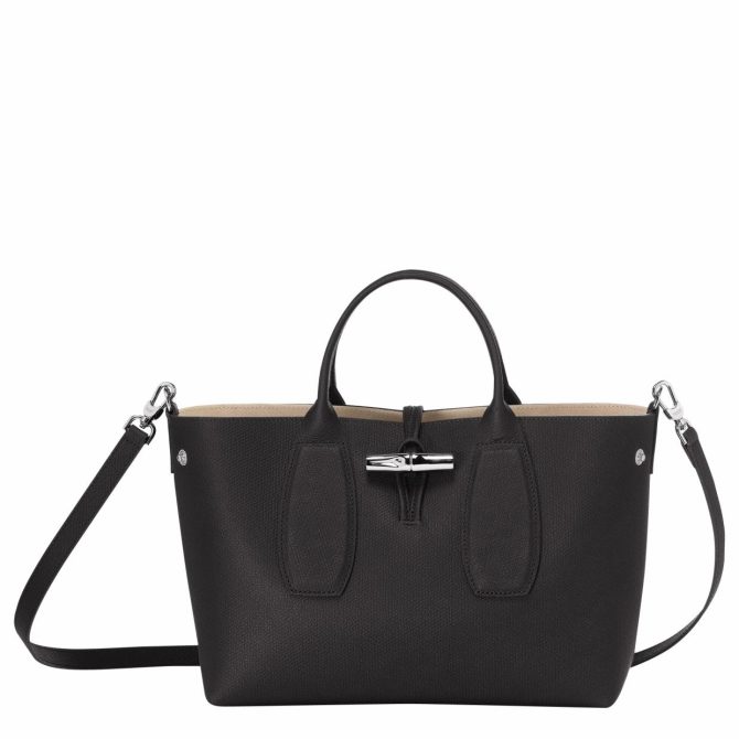 Women Handbags | Longchamp Le Roseau M Handbag Black