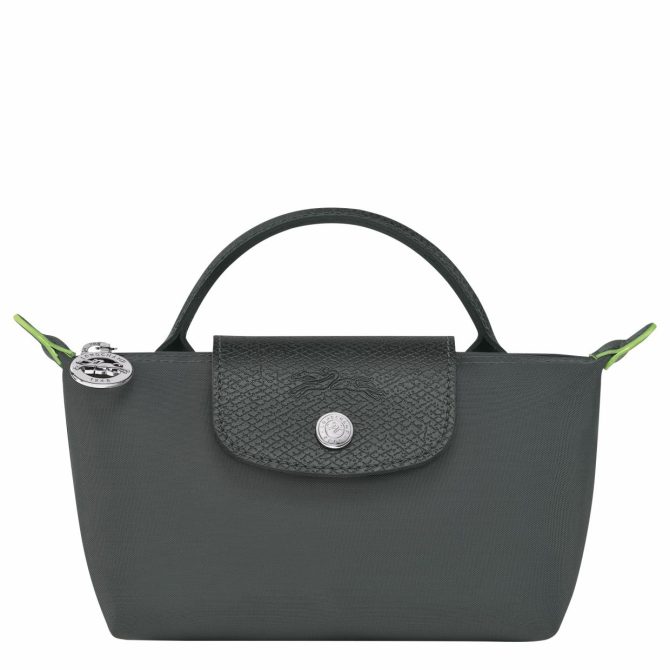 Men/Women Pouches & Cases | Longchamp Le Pliage Green Pouch With Handle Graphite