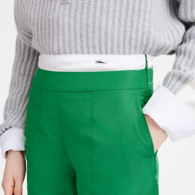 Women Trousers & Shorts | Longchamp Straight Pants With Patch Green