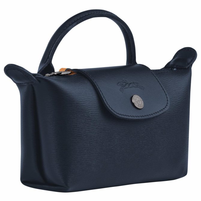 Women Pouches & Cases | Longchamp Le Pliage City Pouch With Handle Navy