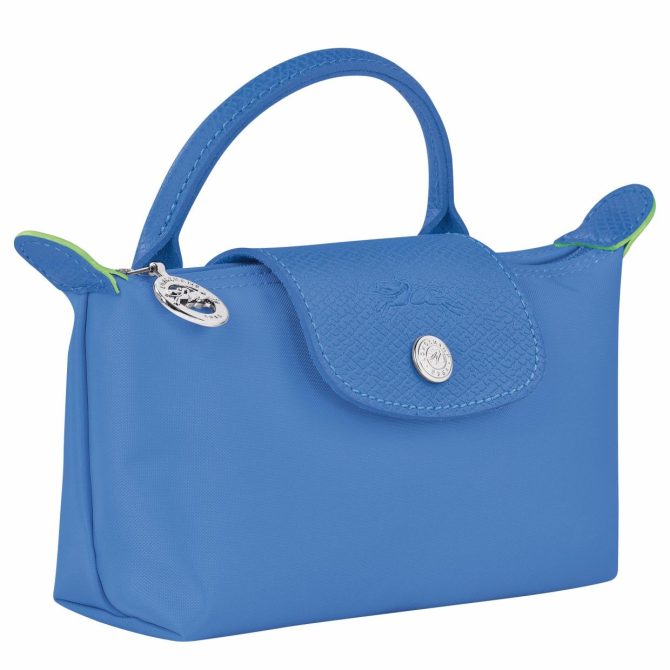 Men/Women Pouches & Cases | Longchamp Le Pliage Green Pouch With Handle Cornflower