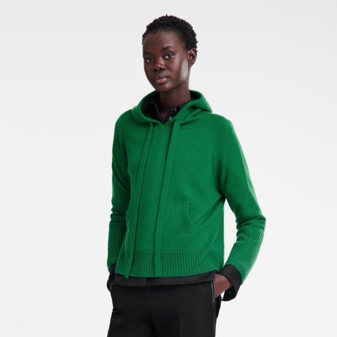 Women Knitwear | Longchamp Hoodie Jumper Green