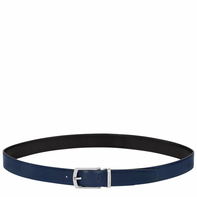 Men Belts | Longchamp Delta Box Men's Belt Black/Navy