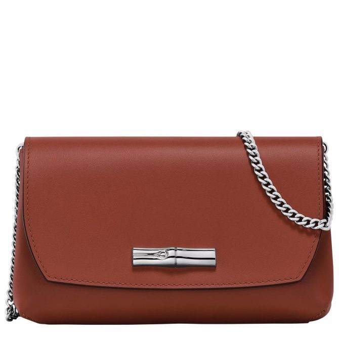 Women Clutches | Longchamp Le Roseau Clutch Mahogany