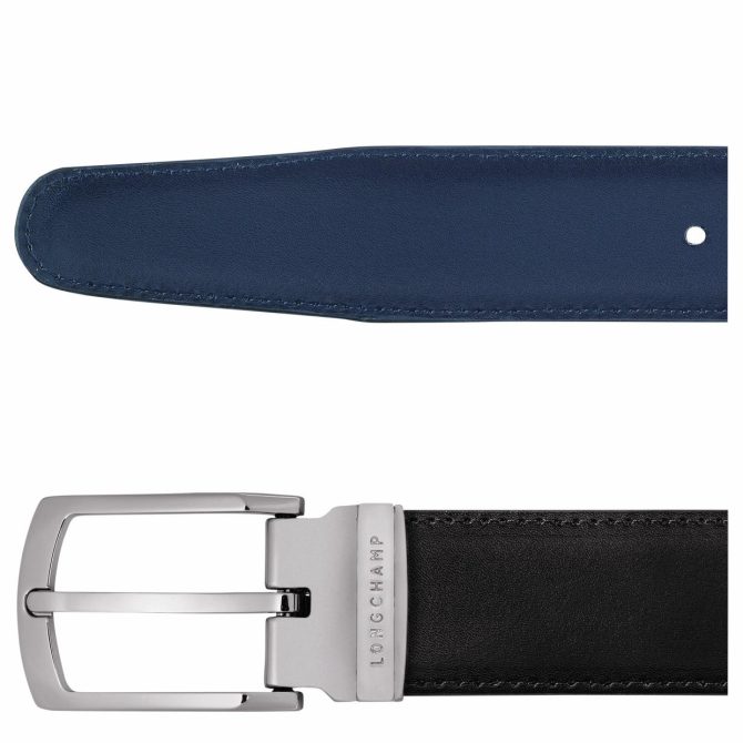 Men Belts | Longchamp Delta Box Men's Belt Black/Navy