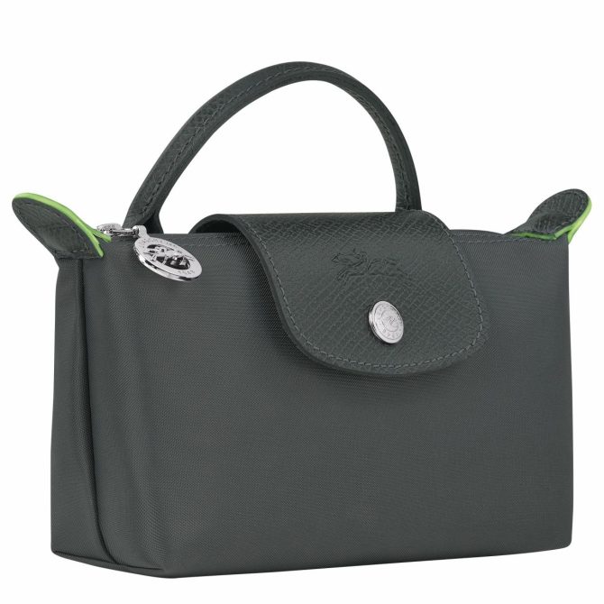 Men/Women Pouches & Cases | Longchamp Le Pliage Green Pouch With Handle Graphite