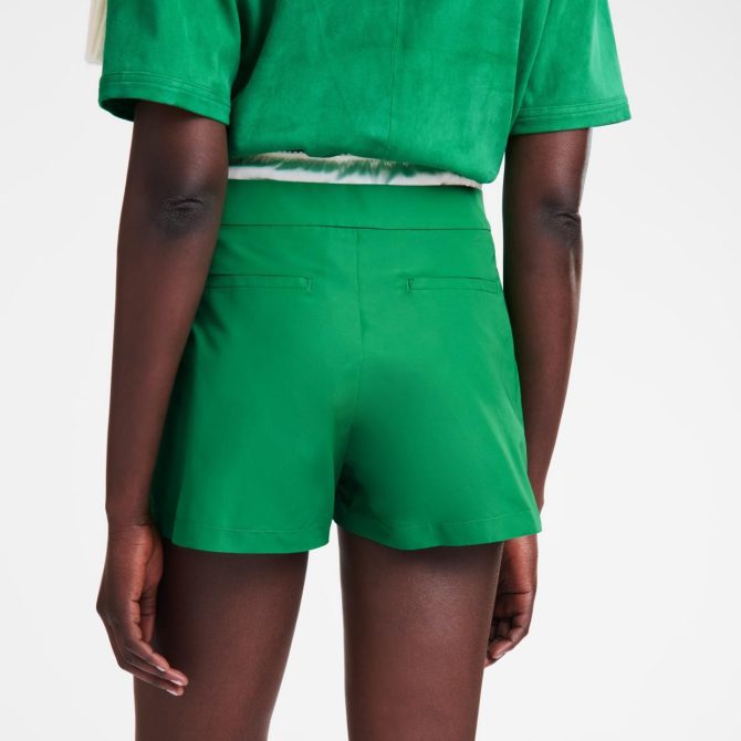 Women Trousers & Shorts | Longchamp Short Pants With Belt Patch Green