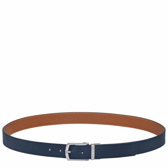 Men Belts | Longchamp Le Foulonné Men's Belt Navy/Caramel