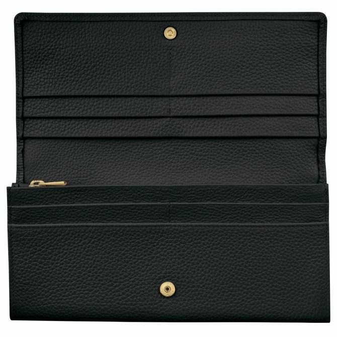 Women Leather Wallets | Longchamp Le Foulonné Continental Wallet Black