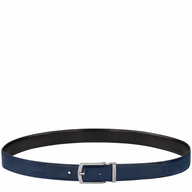 Men Belts | Longchamp Delta Box Men's Belt Set Black/Navy