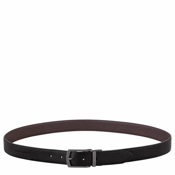 Men Belts | Longchamp Longchamp Sur Seine Men's Belt Black/Mocha