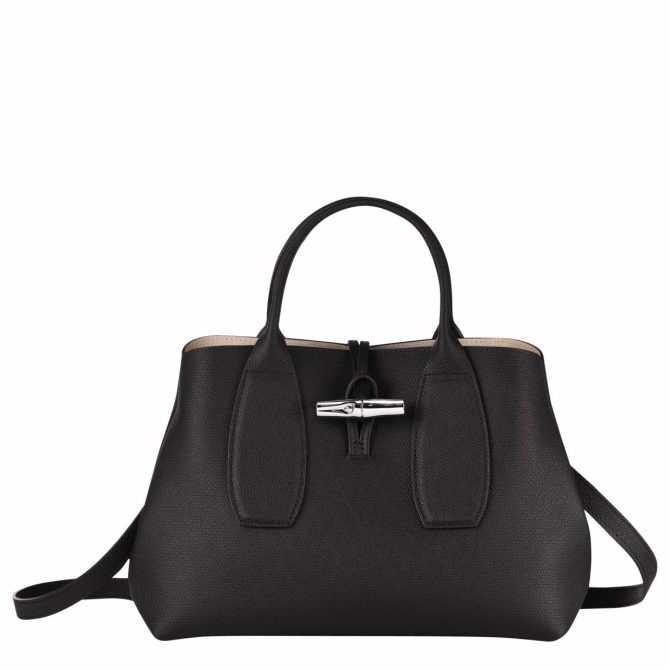 Women Handbags | Longchamp Le Roseau M Handbag Black